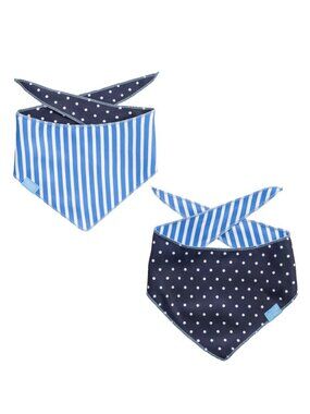 NWT Draper James Reversible Blue and White Stripe or Polka Dot Dog Bandanas